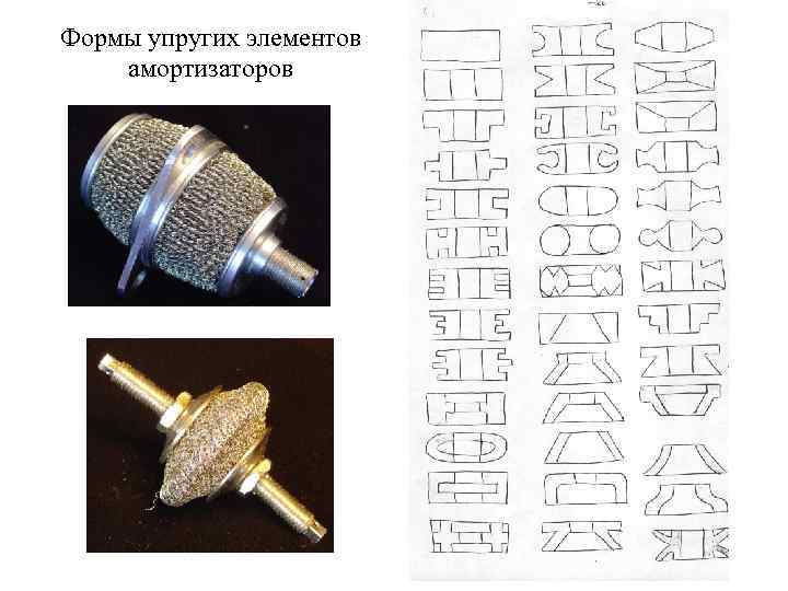 Формы упругих элементов амортизаторов 