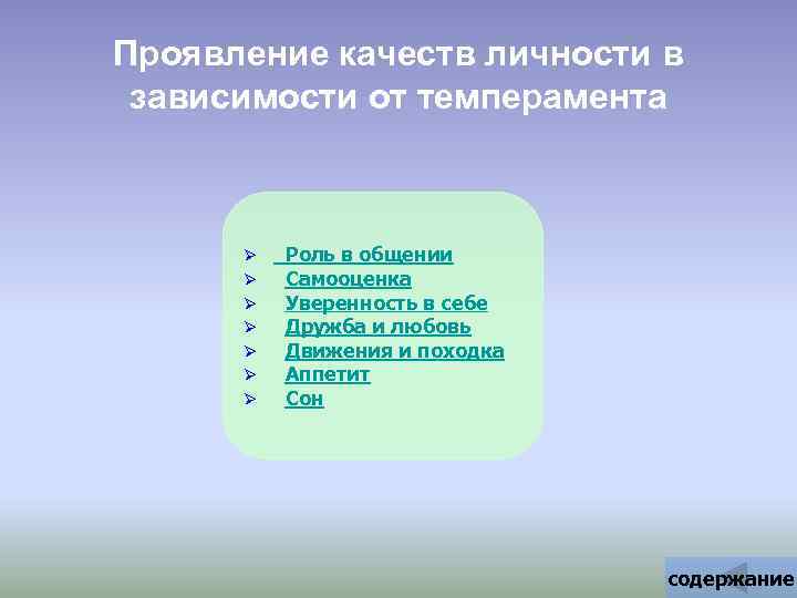 Проявление качеств личности в зависимости от темперамента Ø Ø Ø Ø Роль в общении