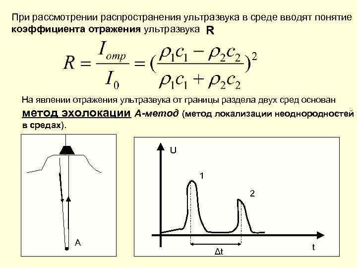При рассмотрении распространения ультразвука в среде вводят понятие коэффициента отражения ультразвука R На явлении