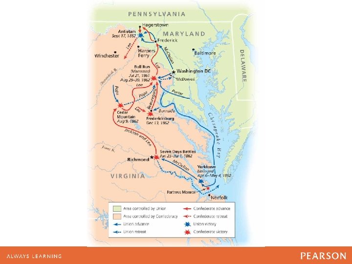 MAP 16. 2 Major Battles in the East, 1861– 62 