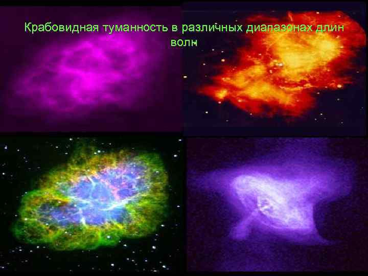 Крабовидная туманность в различных диапазонах длин волн 