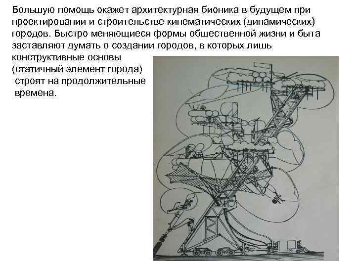 Большую помощь окажет архитектурная бионика в будущем при проектировании и строительстве кинематических (динамических) городов.