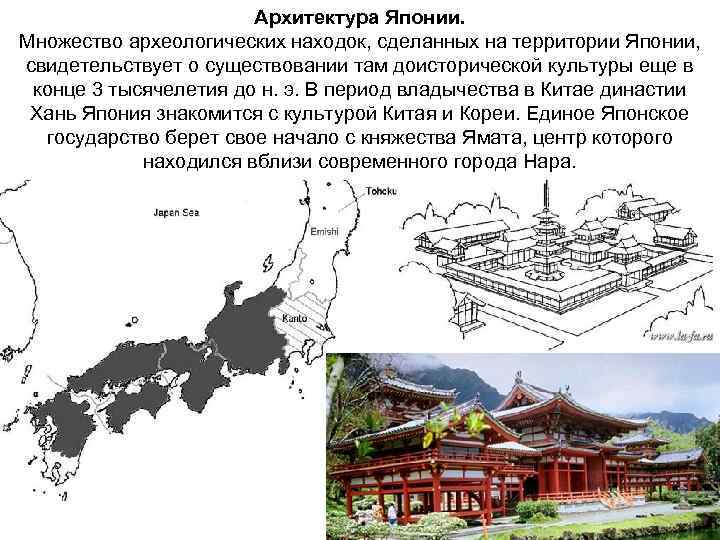 Архитектура Японии. Множество археологических находок, сделанных на территории Японии, свидетельствует о существовании там доисторической