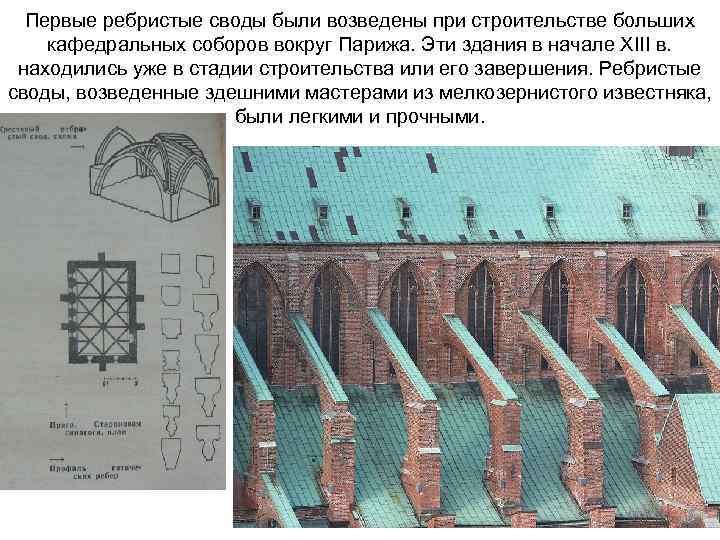 Первые ребристые своды были возведены при строительстве больших кафедральных соборов вокруг Парижа. Эти здания