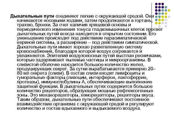 Дыхательные пути соединяют легкие с окружающей средой. Они начинаются носовыми ходами, затем продолжаются в