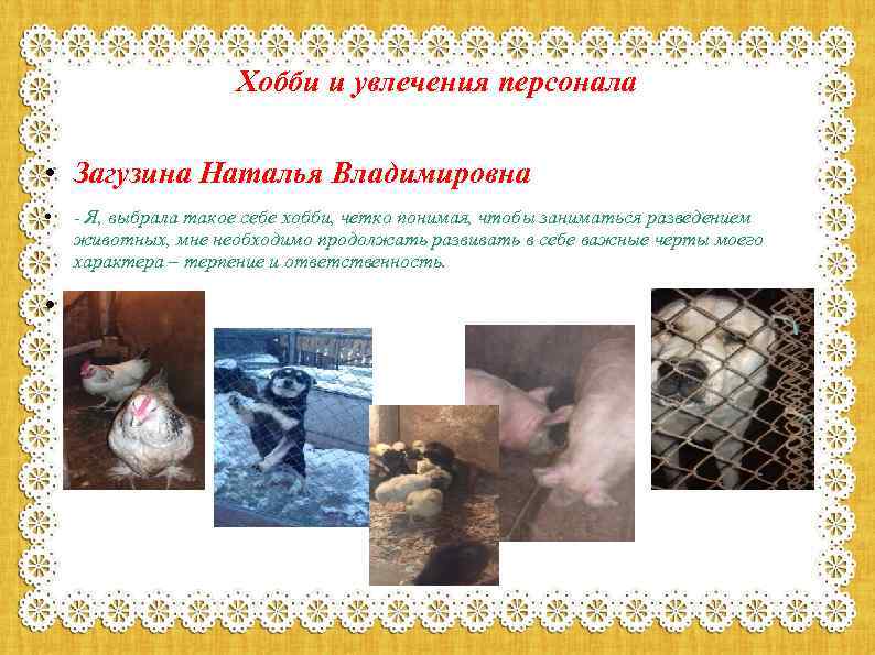 Хобби и увлечения персонала • Загузина Наталья Владимировна • • - Я, выбрала такое