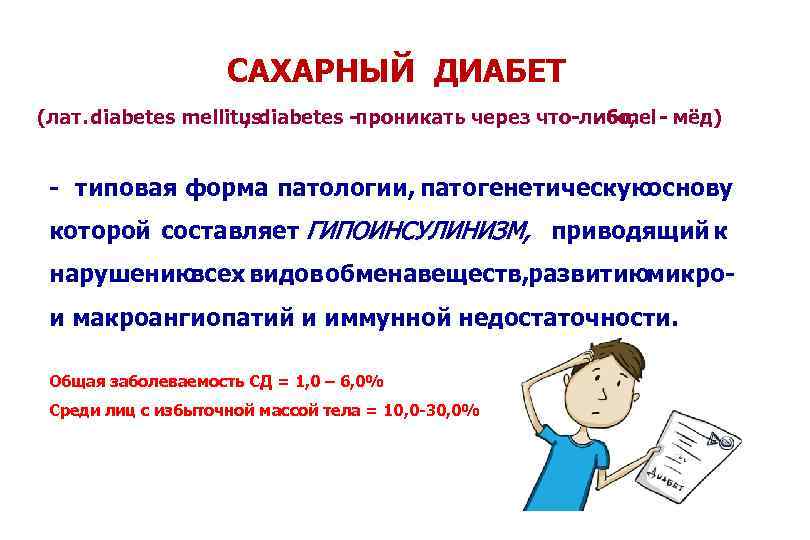 САХАРНЫЙ ДИАБЕТ (лат. diabetes mellitus ; diabetes - проникать через что-либо, mel - мёд)