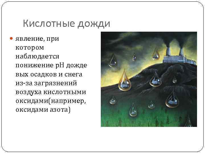 Кислотные дожди явление, при котором наблюдается понижение p. H дожде вых осадков и снега
