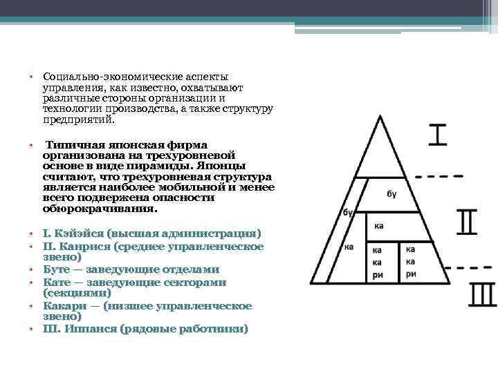  • Социально-экономические аспекты управления, как известно, охватывают различные стороны организации и технологии производства,