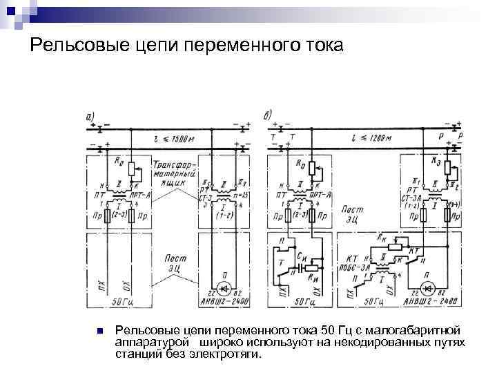 Рельсовые цепи переменного тока n Рельсовые цепи переменного тока 50 Гц с малогабаритной аппаратурой