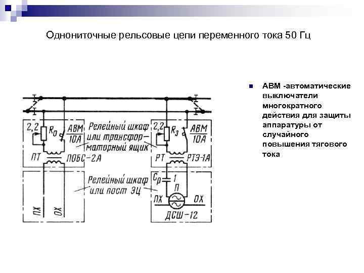 Схемы замещения рельсовой цепи