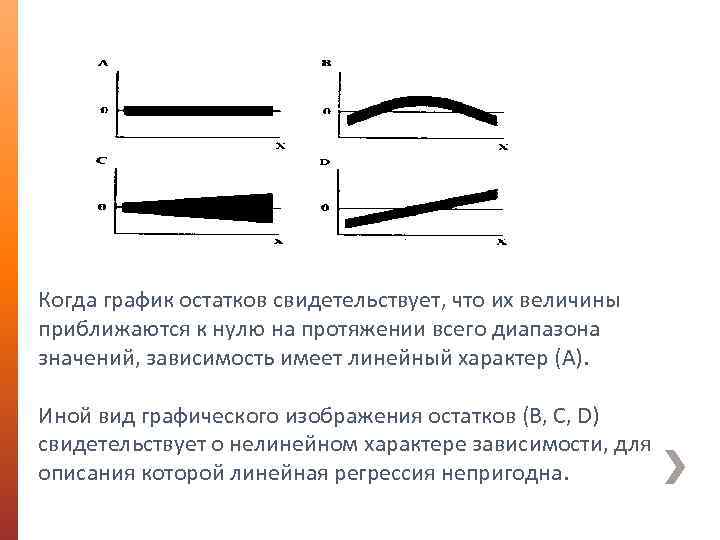 Когда график остатков свидетельствует, что их величины приближаются к нулю на протяжении всего диапазона