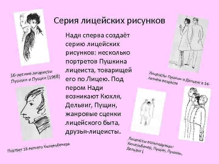Серия лицейских рисунков исты летние лице 16 щин (1968) ушкин и Пу П Надя
