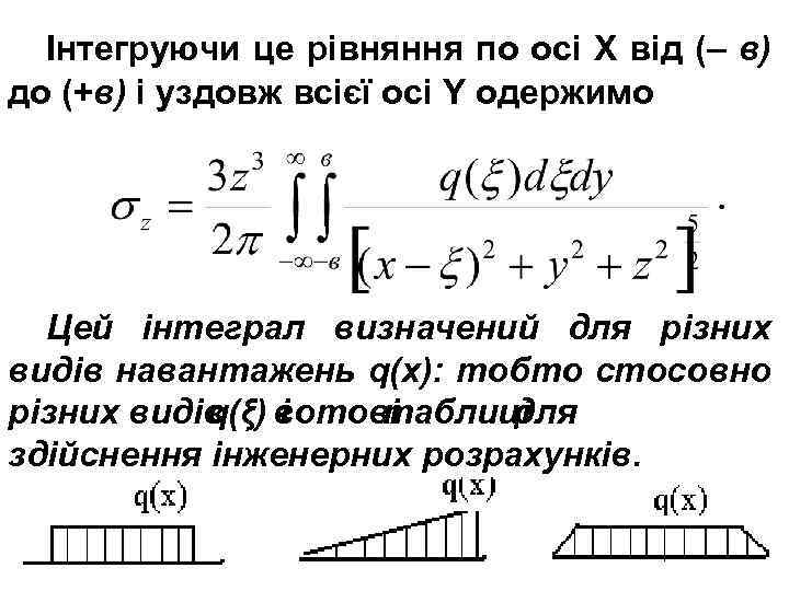 Інтегруючи це рівняння по осі Х від (– в) до (+в) і уздовж всієї