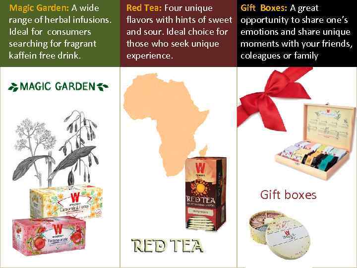 Magic Garden: A wide range of herbal infusions. Ideal for consumers searching for fragrant