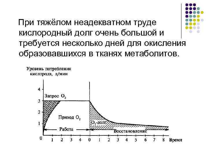 При тяжёлом неадекватном труде кислородный долг очень большой и требуется несколько дней для окисления