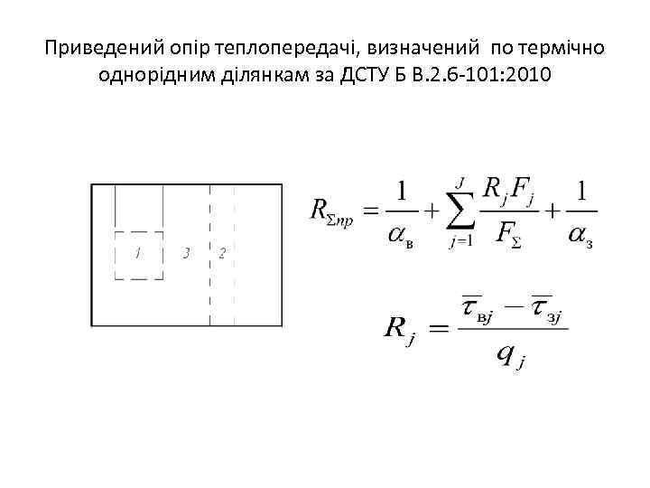 Приведений опір теплопередачі, визначений по термічно однорідним ділянкам за ДСТУ Б В. 2. 6