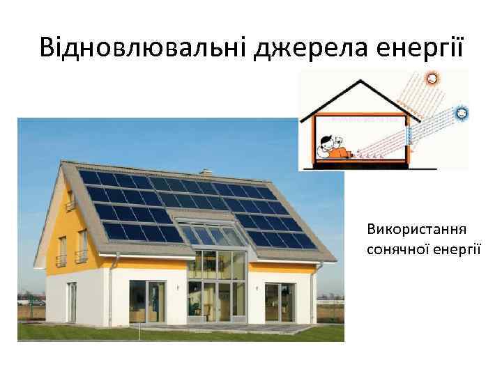 Відновлювальні джерела енергії Використання сонячної енергії 