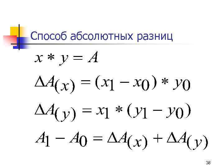 Способ абсолютных разниц 38 