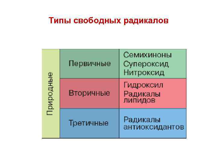 Типы свободных радикалов 