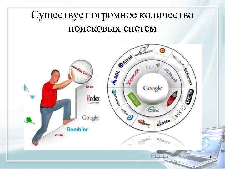 Существует огромное количество поисковых систем 3 