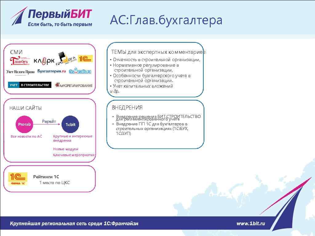 АС: Глав. бухгалтера ТЕМЫ для экспертных комментариев СМИ • Отчетность в строительной организации, •