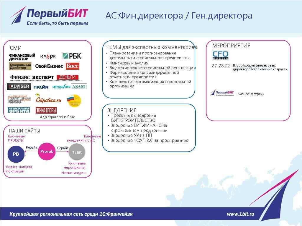 АС: Фин. директора / Ген. директора ТЕМЫ для экспертных комментариев СМИ • Планирование и