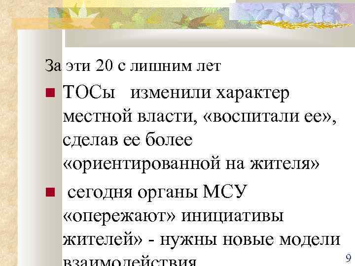 За эти 20 с лишним лет ТОСы изменили характер местной власти, «воспитали ее» ,