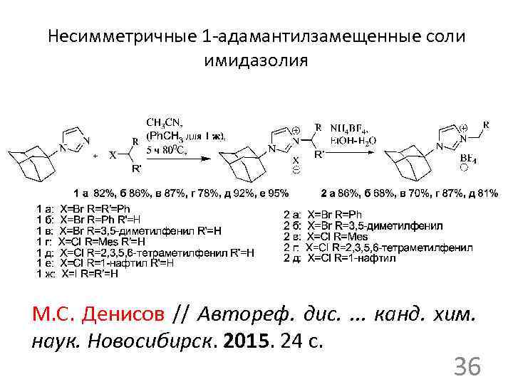 Несимметричные 1 -адамантилзамещенные соли имидазолия М. С. Денисов // Автореф. дис. . канд. хим.
