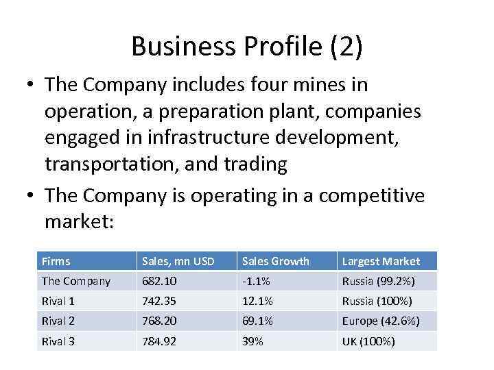 Business Profile (2) • The Company includes four mines in operation, a preparation plant,