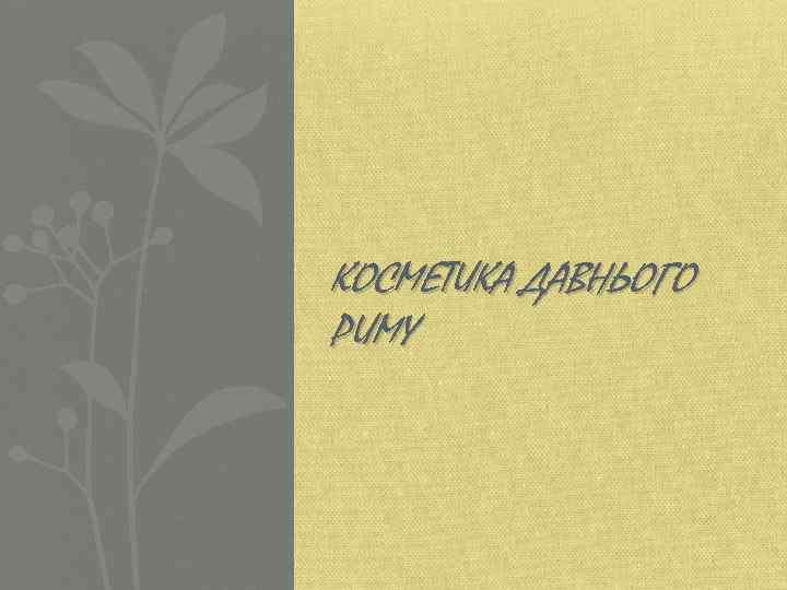 КОСМЕТИКА ДАВНЬОГО РИМУ 