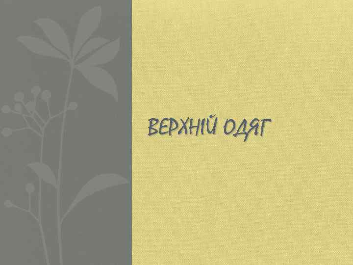 ВЕРХНІЙ ОДЯГ 