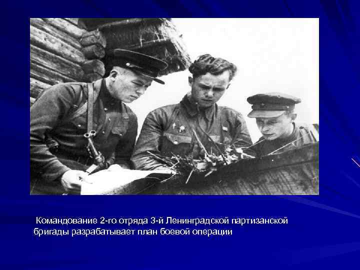 Командование 2 -го отряда 3 -й Ленинградской партизанской бригады разрабатывает план боевой операции 