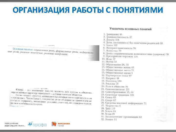 ОРГАНИЗАЦИЯ РАБОТЫ С ПОНЯТИЯМИ 