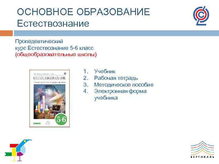 ОСНОВНОЕ ОБРАЗОВАНИЕ Естествознание Пропедевтический курс Естествознание 5 -6 класс (общеобразовательные школы) 1. 2. 3.