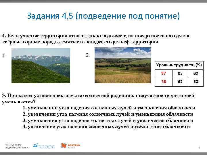 Задания 4, 5 (подведение под понятие) 4. Если участок территории относительно подвижен; на поверхности