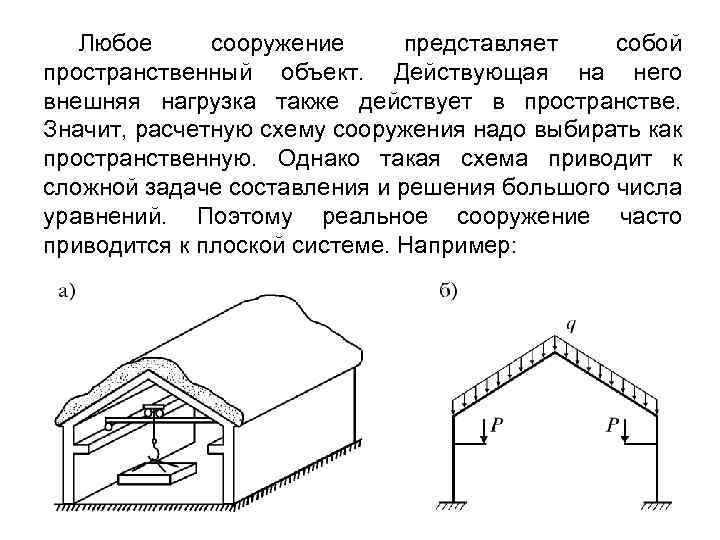  Любое сооружение представляет собой пространственный объект. Действующая на него внешняя нагрузка также действует