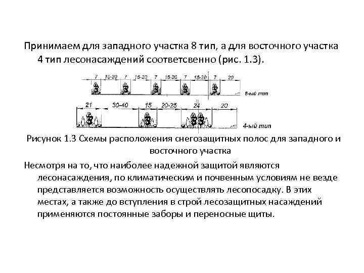 Принимаем для западного участка 8 тип, а для восточного участка 4 тип лесонасаждений
