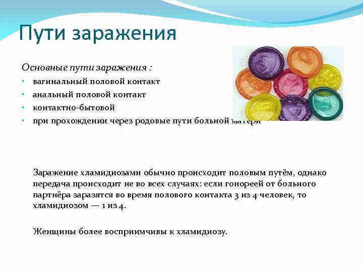 Пути заражения Основные пути заражения : • • вагинальный половой контакт анальный половой контактно-бытовой