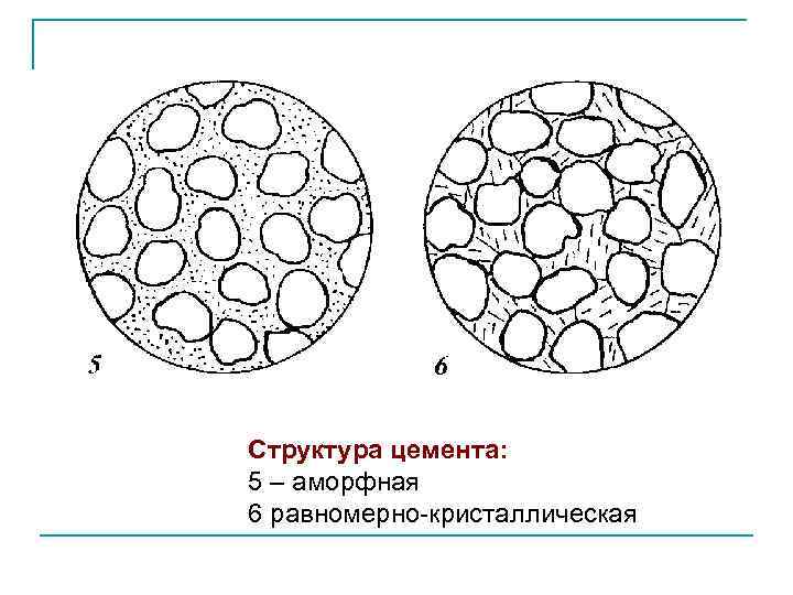 Структура цемента: 5 – аморфная 6 равномерно-кристаллическая 