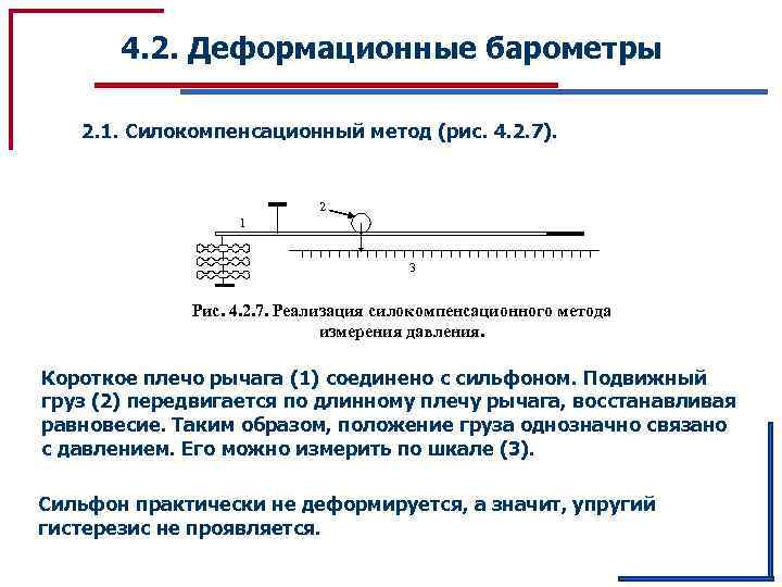 4. 2. Деформационные барометры 2. 1. Силокомпенсационный метод (рис. 4. 2. 7). 2 1