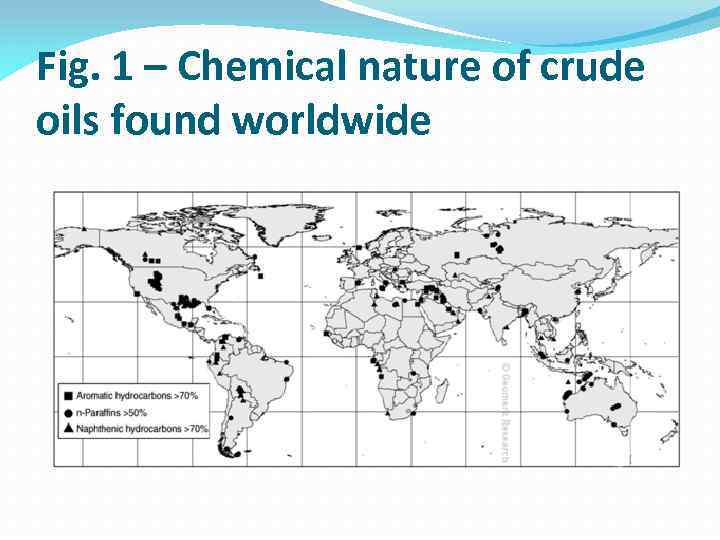 Fig. 1 – Chemical nature of crude oils found worldwide 