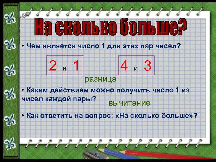  • Чем является число 1 для этих пар чисел? 2 и 1 4