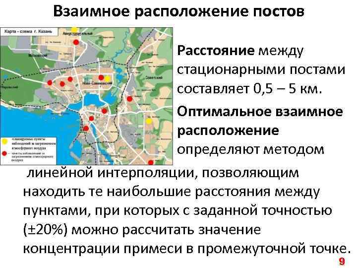 Взаимное расположение постов Расстояние между стационарными постами составляет 0, 5 – 5 км. •