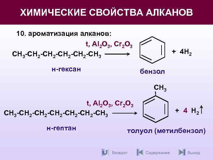 Химические свойства алканов 10