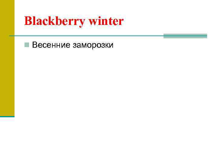 Blackberry winter n Весенние заморозки 