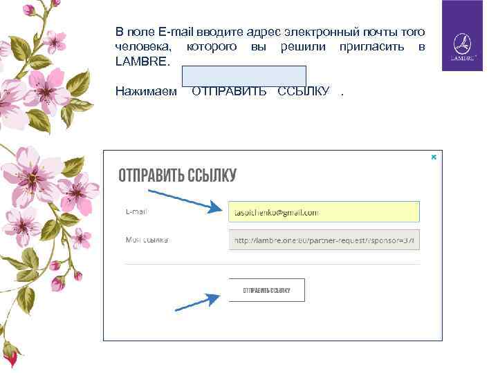 В поле E-mail вводите адрес электронный почты того человека, которого вы решили пригласить в