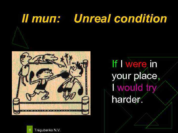 II тип: Unreal condition If I were in your place, I would try harder.