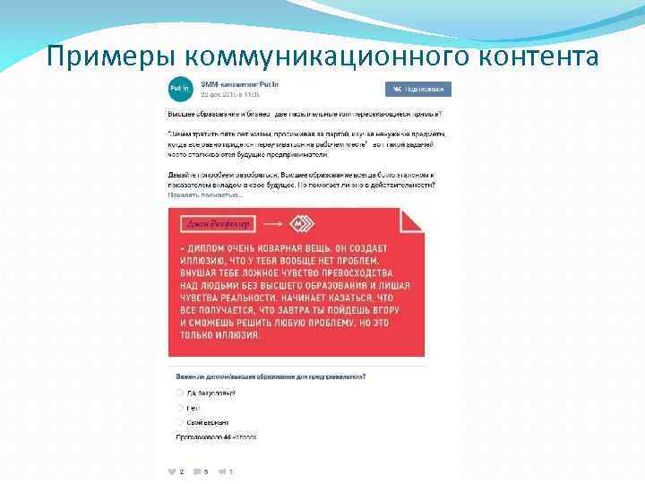 Примеры коммуникационного контента 