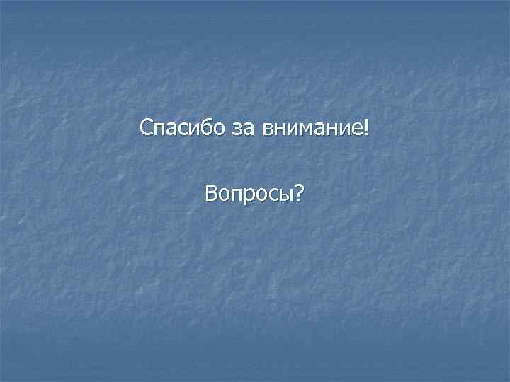 Спасибо за внимание! Вопросы? 